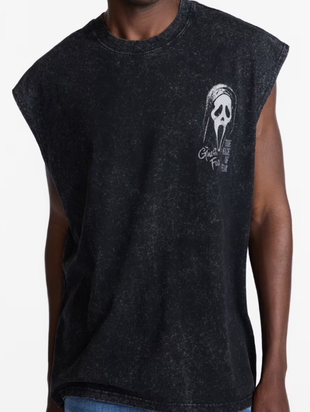 Black Graphic Muscle Tee - Ghost Face Logo